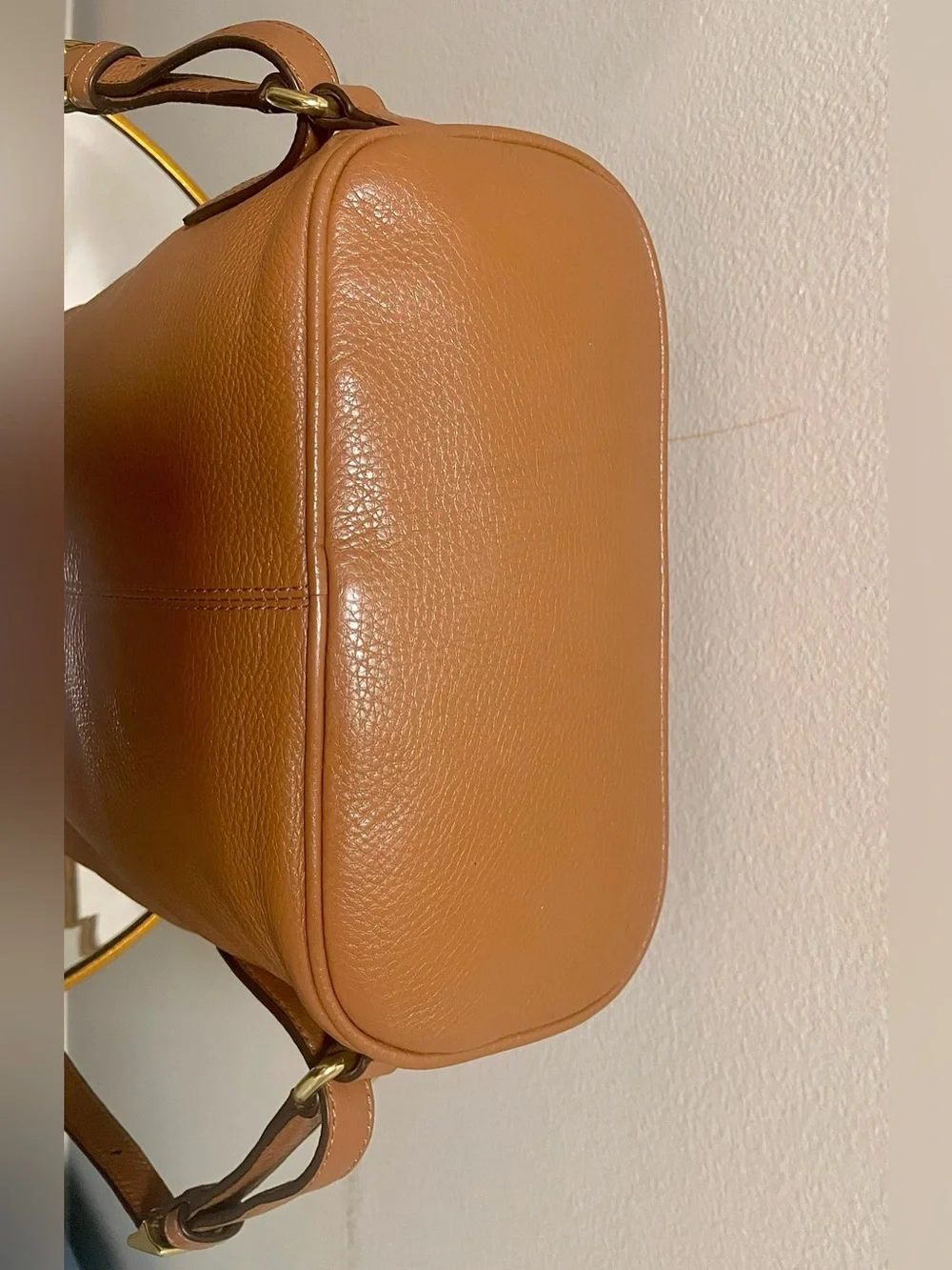 Coach Park Cognac British Tan Pebbled Leather Drawstring Backpack Bag F24385 NWT